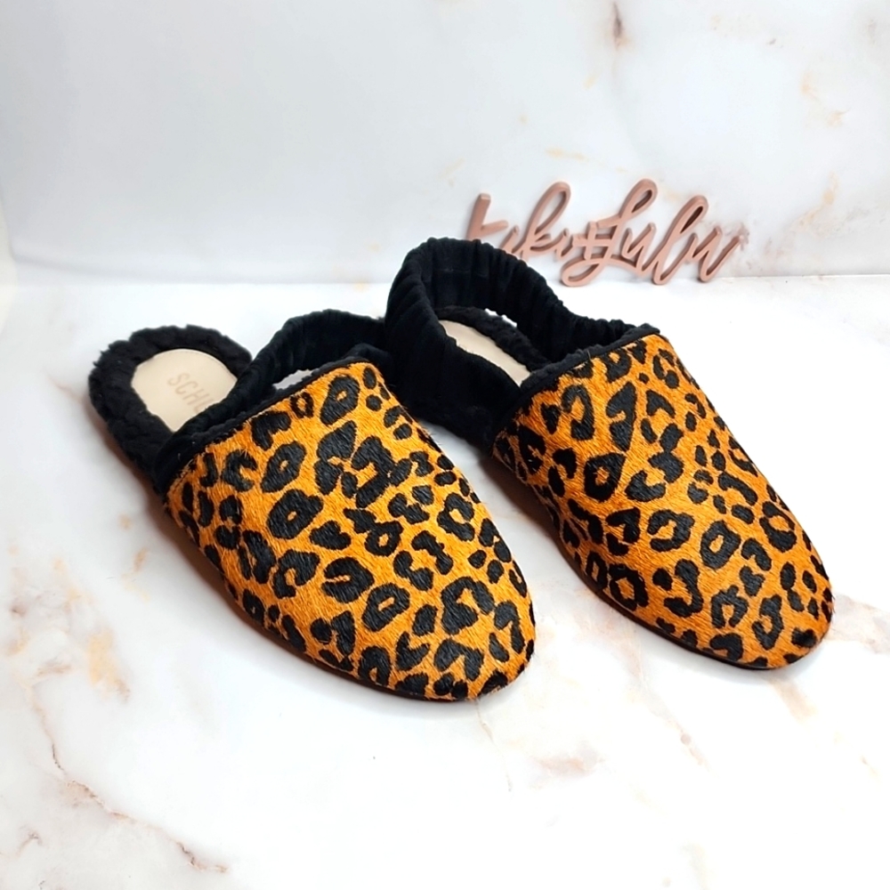 SCHUTZ Pompey Genuine Calf Hair Slingback Flat In Leopard